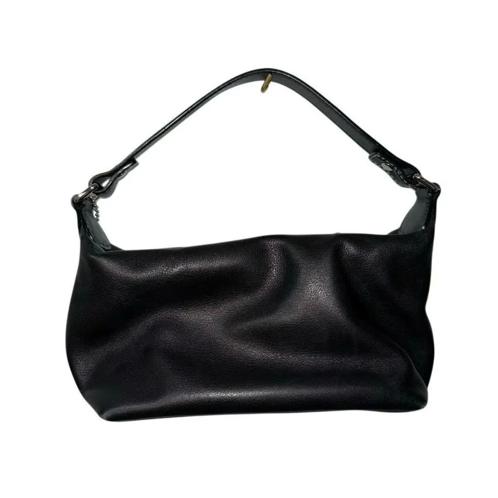 Vintage Y2K Coach Leatherware EstMini Hobo Bag Demi Pouch Black Leather
